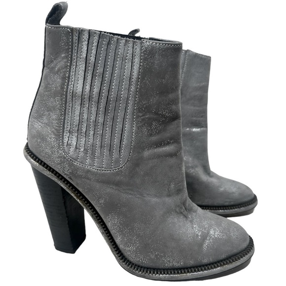Opening Ceremony Boho Metallic Leather Ankle Boot Gray Western Revival Sz 39 US7 - Picture 1 of 15